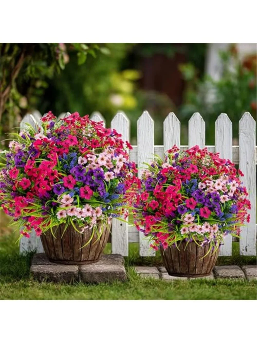 Artificial Outdoor Flowers UV Resistant Faux Plants Porch Garden Decor 16PCS